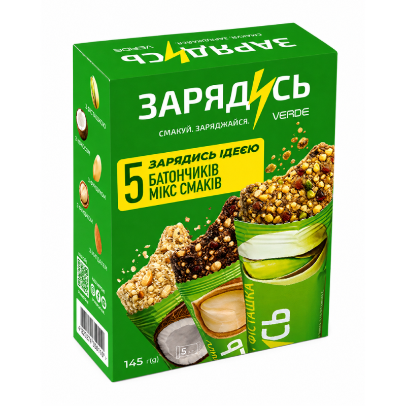 Набір батончиків Зарядись МІКС 5 смаків 5 шт (150 г)